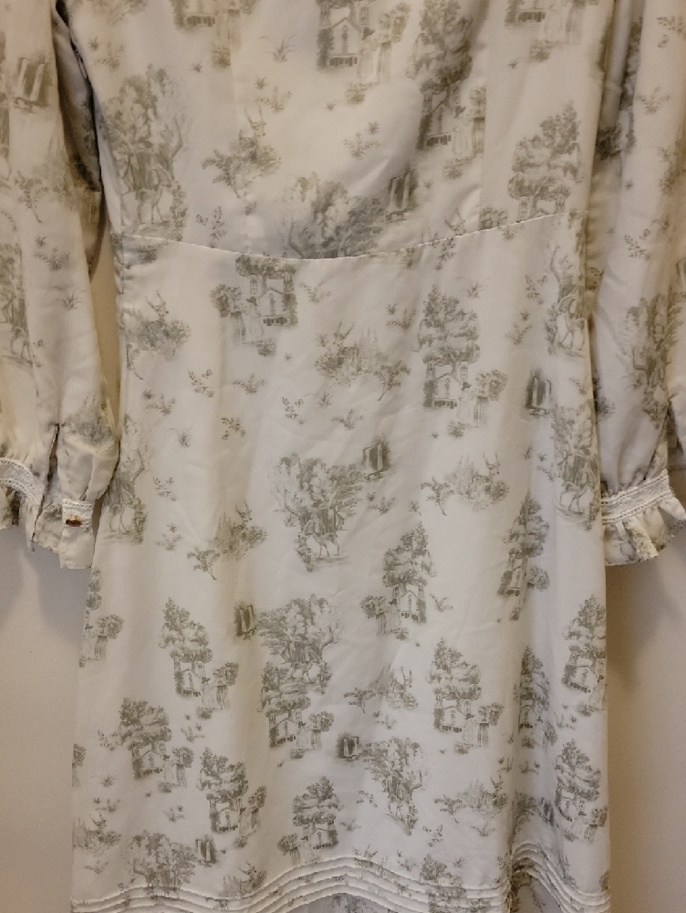 Simple Retro Vintage-Inspired Cream Floral Print Long Sleeve Dress Size S - Picture 13 of 15